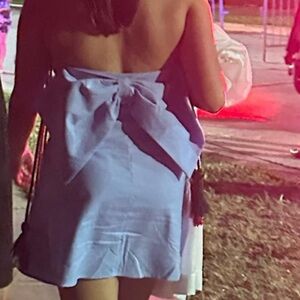 Lilia Strapless Bow Dress. Light Blue💕